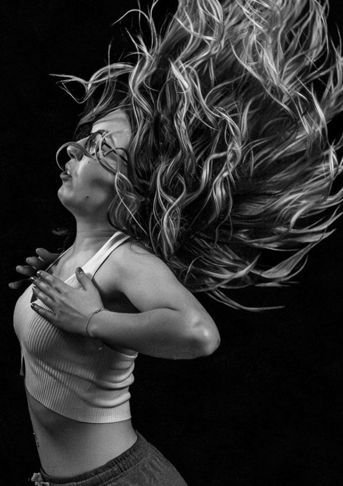 Portrait noir et blanc, mouvement